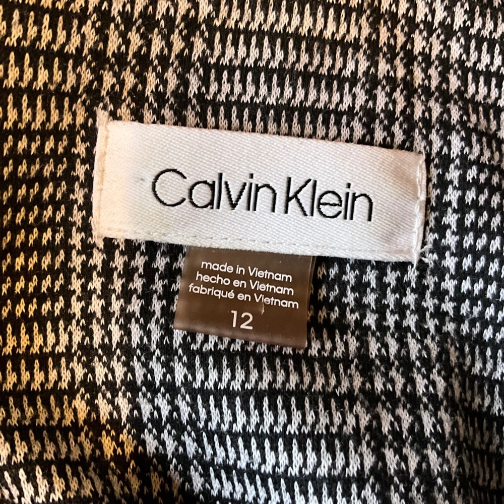 Calvin Klein Women's Sz 12‎ Sheath Dress Black White Plaid Short Sleeve Zipper - Picture 6 of 6